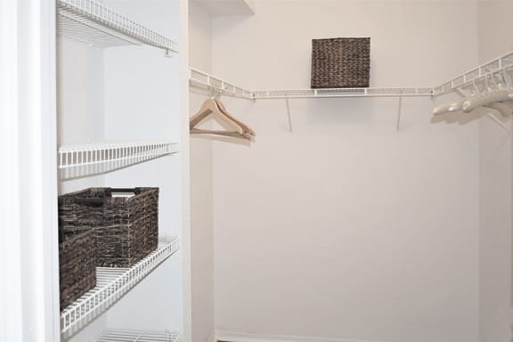 Walk-in closet with wire shelving