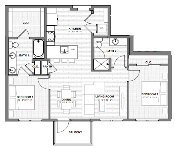 A black and white floor plan of a house with labeled rooms.