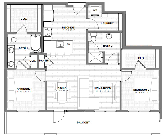 A black and white floor plan of a house with labeled rooms.