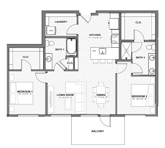 A black and white image of a house floor plan.