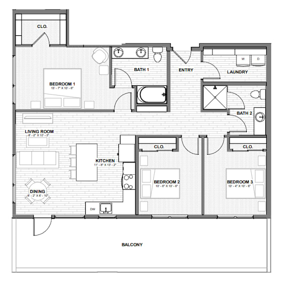 A black and white image of a house floor plan.