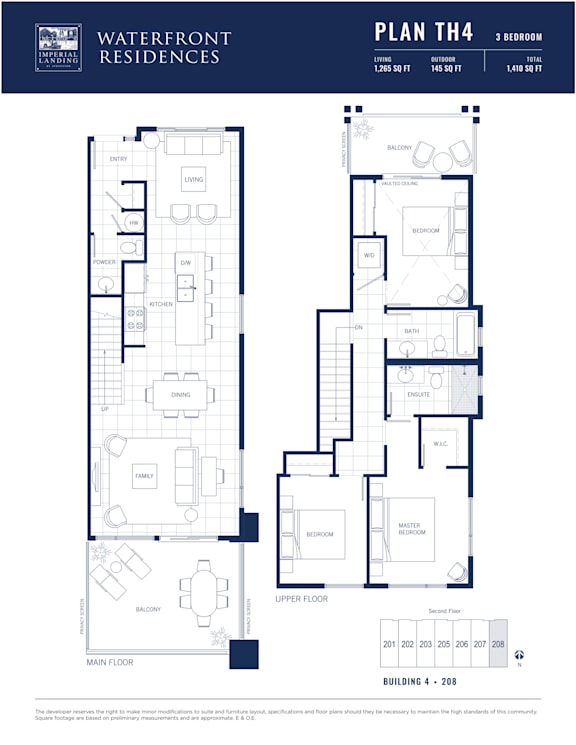 A floor plan for a 3 bedroom apartment at Waterfront Residences.