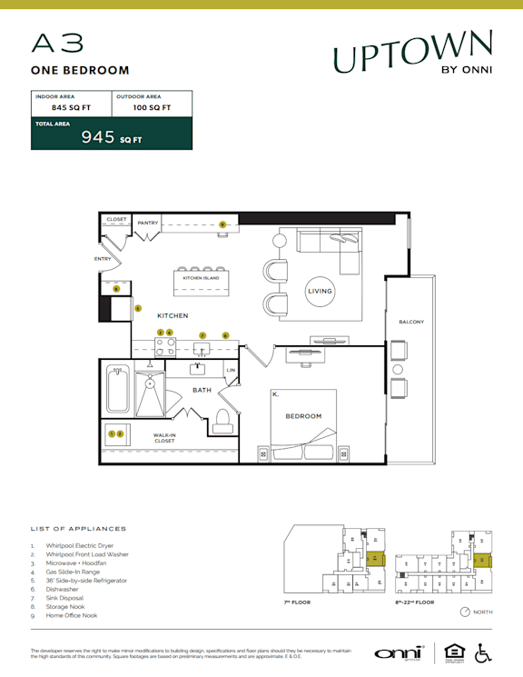 Floor Plan  A floor plan for an apartment by Uptown by Onni.