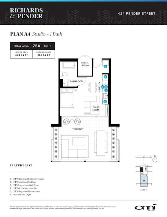 A floor plan for a studio apartment with a bathroom and living room.