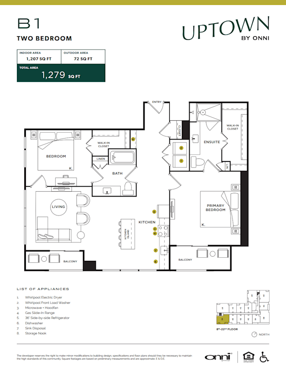 Floor Plan  A floor plan for a two bedroom apartment by Uptown by Onni.