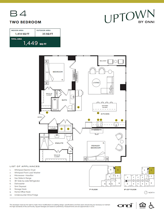 Floor Plan  A floor plan for a two bedroom apartment by Uptown by Onni.