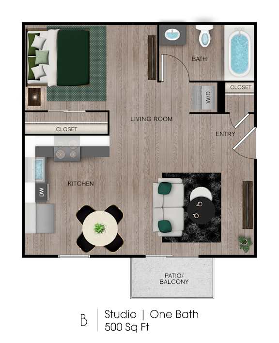 Studio 1 bath A at Central on Broadway Apartments, Apartments, Mesa, AZ