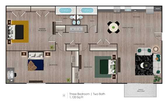 3 bed 2 bath at Central on Broadway Apartments, Arizona, 85202