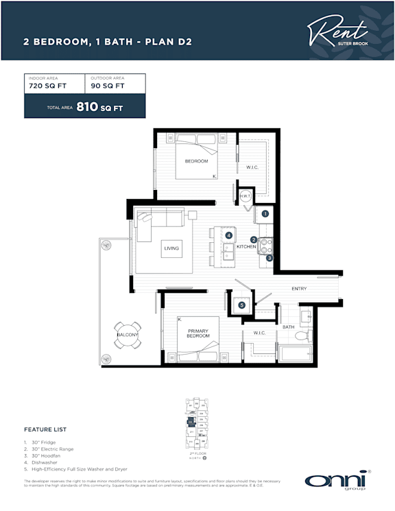 A floor plan for a rental apartment with two bedrooms and one bath.