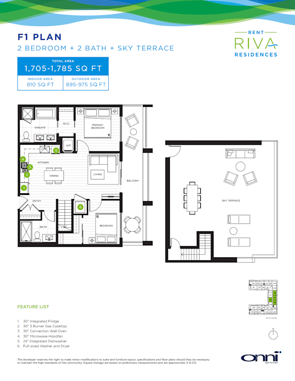 A floor plan for an apartment rental by Riva Residences.