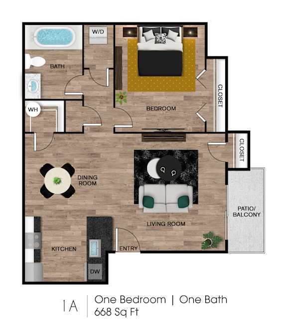 1Bed 1Bath Floor Plan at Bell Cove Apartments, Arizona