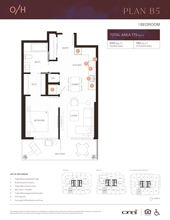 A floor plan for an apartment layout with a balcony.