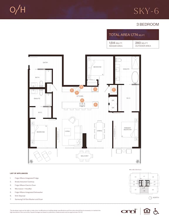 Floor Plan  A floor plan for an apartment in the Sky-6 building.
