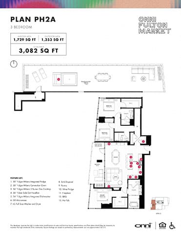 A floor plan for a 3 bedroom apartment is displayed.