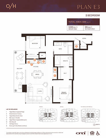 A floor plan for Plan E3, a 2 bedroom apartment, is displayed.