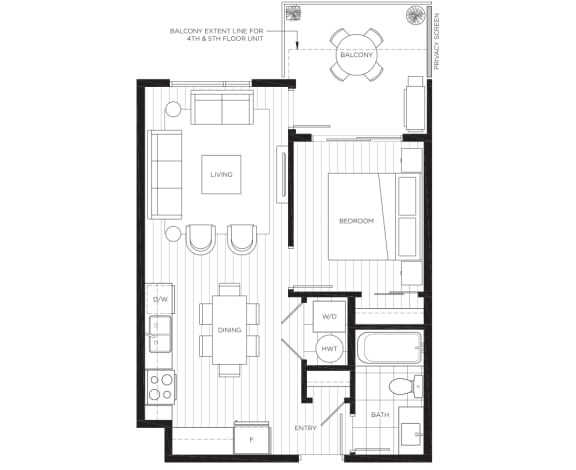 a floor plan of a residence with a bedroom and a living room