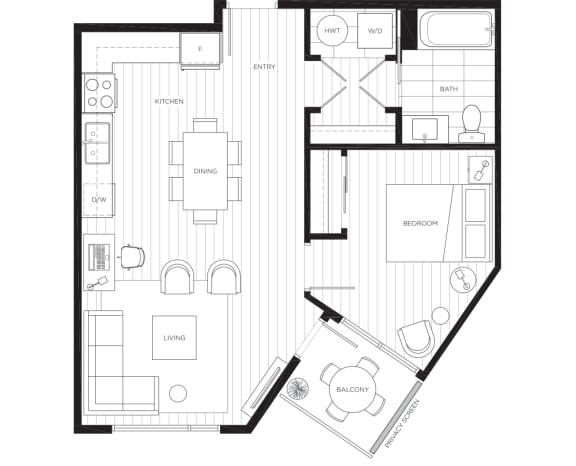 a floor plan of a house with a bedroom and a living room