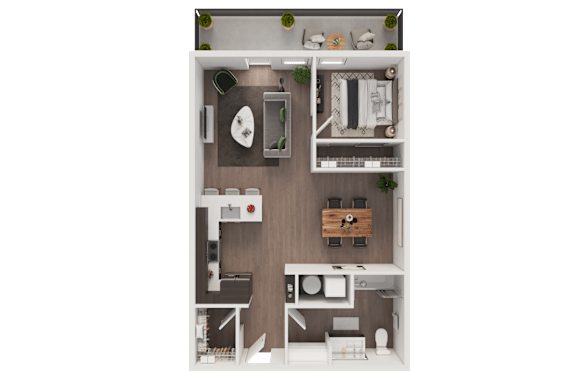 Floor Plan  1 bedroom 1 bath K at B Flats Apartments, Washington 98337