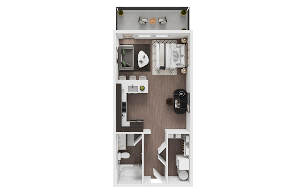 Floor Plan  Studio 1 bathroom at B Flats Apartments, Bremerton, WA