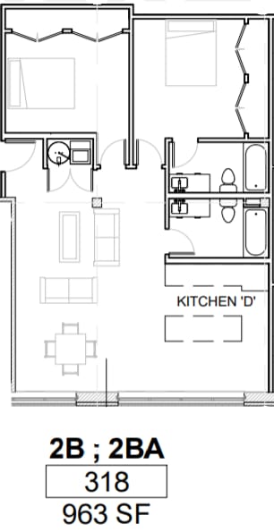 a floor plan of a small house with a kitchen and a living room