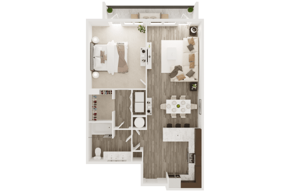 one bedroom one bath floor plan B at The Apex at CityPlace, Kansas