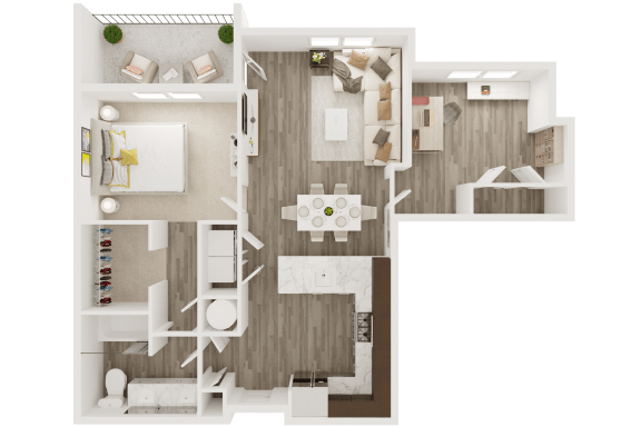 one bedroom one bath floor plan C at The Apex at CityPlace, Kansas, 66210