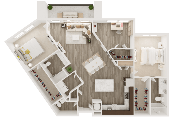 2 bedroom 2 bathroom floor plan at The Apex at CityPlace, Overland Park, KS, 66210