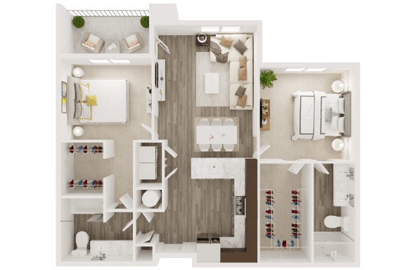 2 bed 2 bath floor plan at The Apex at CityPlace, Overland Park, KS