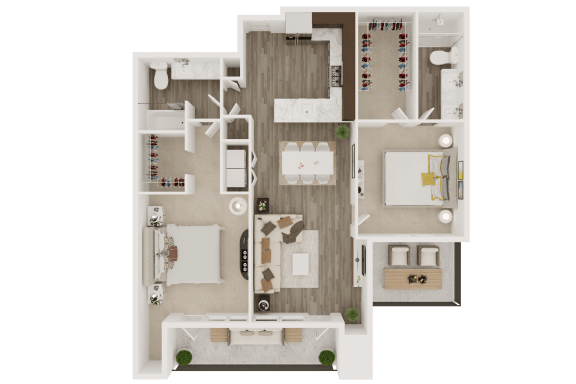 2 bed 2 bath floor plan C at The Apex at CityPlace, Overland Park, 66210