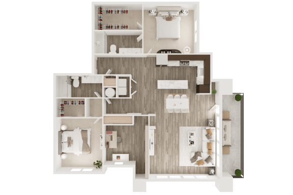 2 bedroom 2 bath smart home apartment at The Apex at CityPlace, Overland Park, KS, 66210