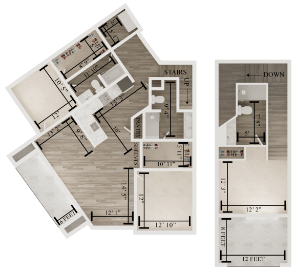 3 bedroom 3 bathroom floor plan G at The Apex at CityPlace, Overland Park, KS, 66210
