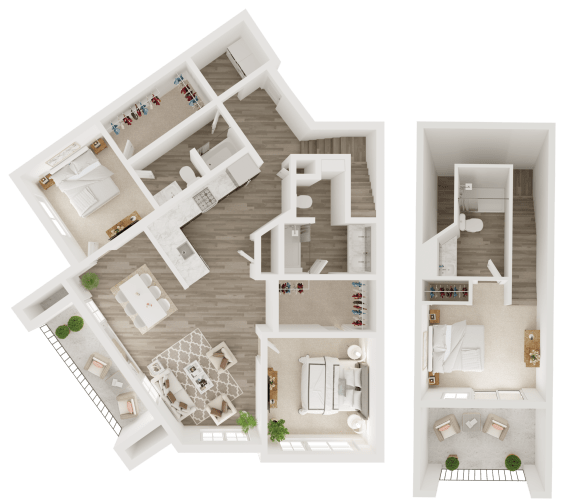 3 bedroom 3 bathroom floor plan B at The Apex at CityPlace, Overland Park