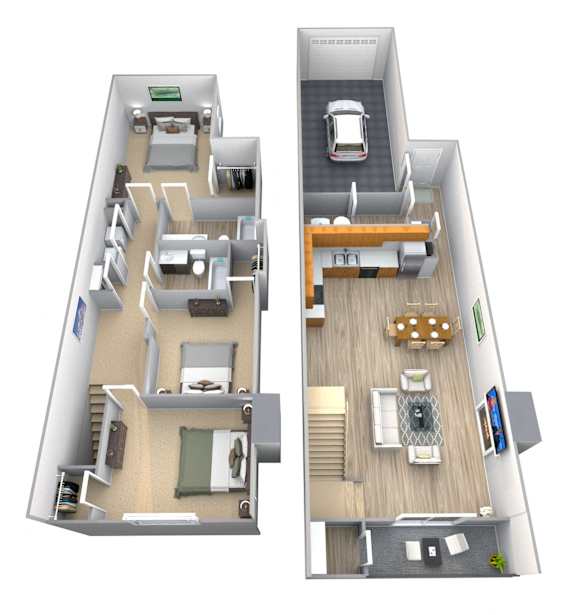 3 Bedroom Townhome Attached Garage