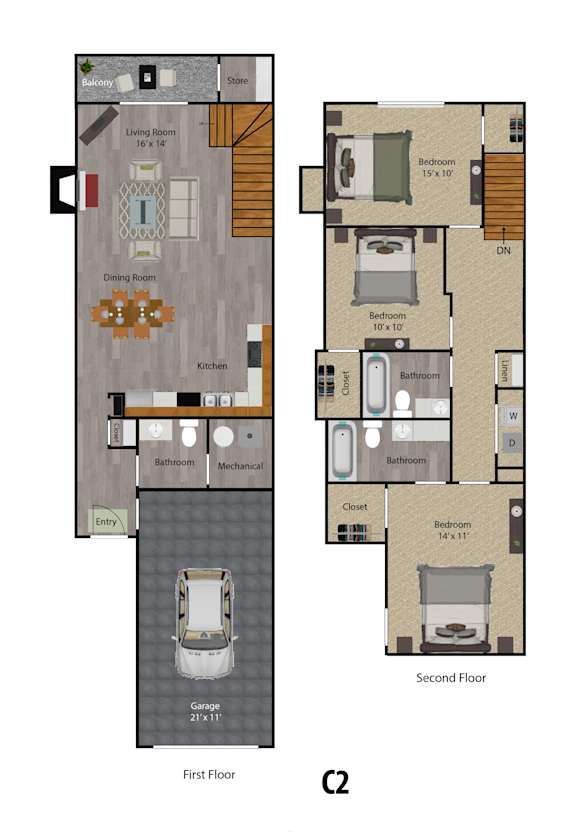 3 Bedroom Townhome with Garage