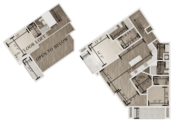 3 bedroom 3 bathroom floor plan I at The Apex at CityPlace, Overland Park, Kansas