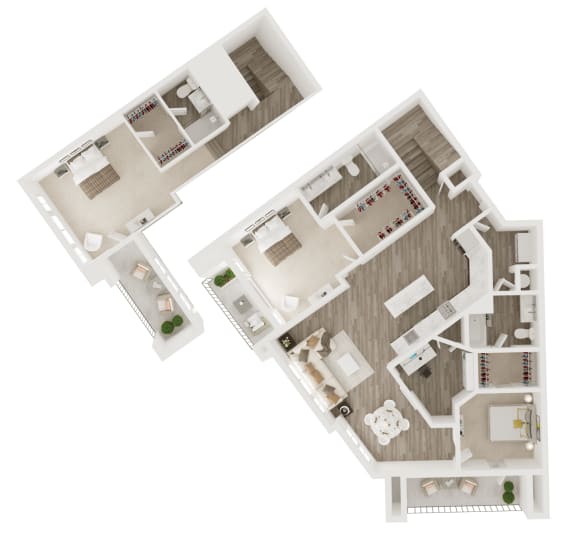 3 bedroom 3 bathroom floor plan D at The Apex at CityPlace, Overland Park, Kansas