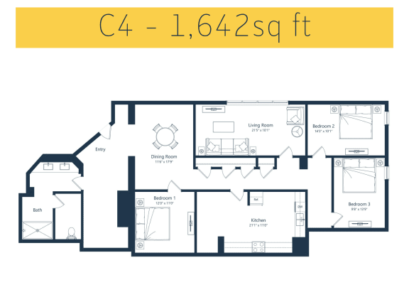 3 bedroom floor plan at The Station Lofts in Leavenworth