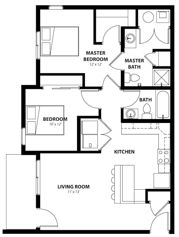 B3 2D Floor Plan at Capitol Grove Apartments, Iowa