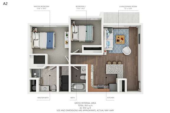 B1 Floor Plan at Capitol Grove Apartments, Des Moines, 50317