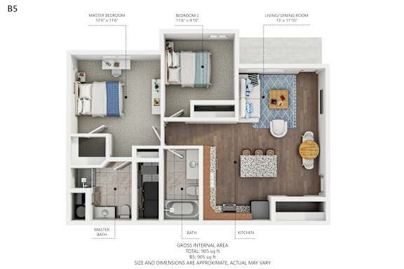 B5 Floor Plan at Capitol Grove Apartments, Des Moines, 50317