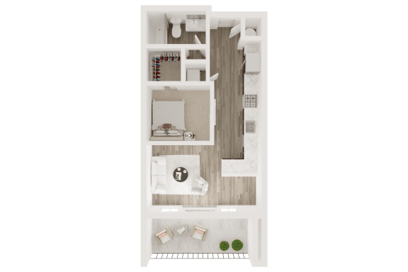 Studio 1 bath floor plan A at The Apex at CityPlace, Overland Park, KS