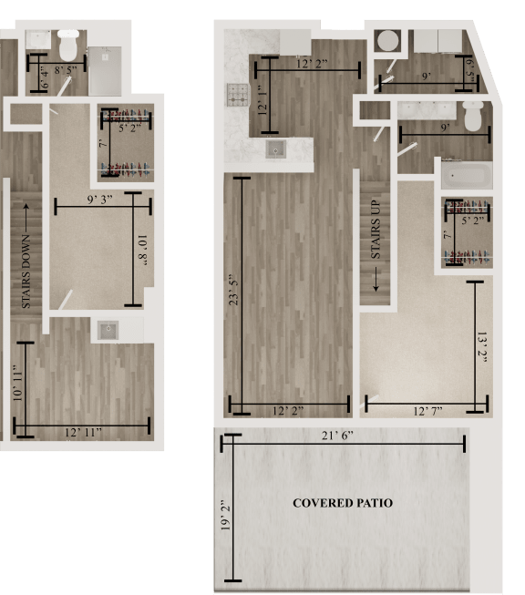 2 bedroom 2 bathroom floor plan P at The Apex at CityPlace, Overland Park, Kansas