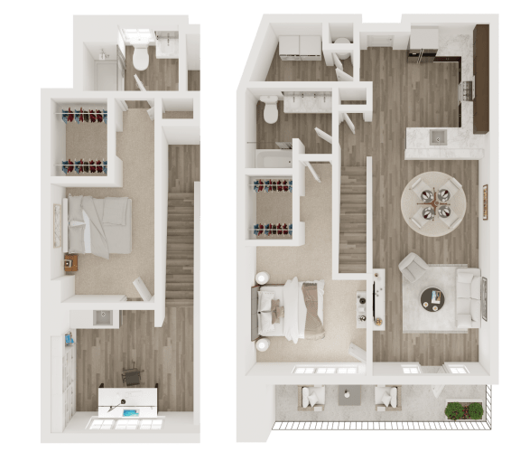 2 bedroom 2 bathroom floor plan C at The Apex at CityPlace, Overland Park, 66210