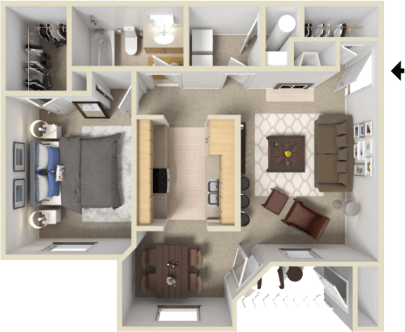 Floor Plan  1 Bedroom Apartment Lenexa KS