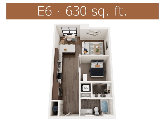 E6 floor plan showing studio apartment in Castle Rock CO