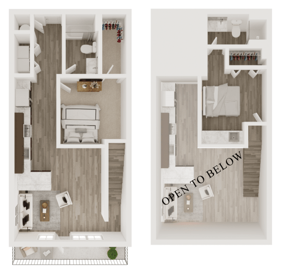 2 bedroom 2 bathroom floor plan B at The Apex at CityPlace, Overland Park, Kansas