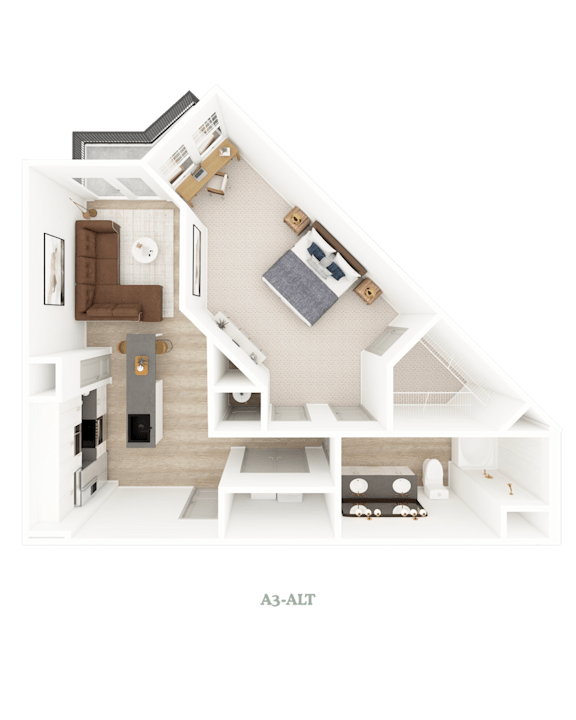 1 Bed 1 Bath Floorplan D at District on the Etowah Apartments, Canton, GA