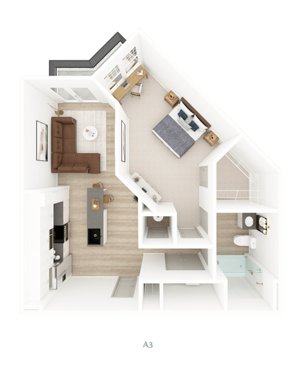 1 Bed 1 Bath Floorplan C at District on the Etowah Apartments, Canton, GA 30114