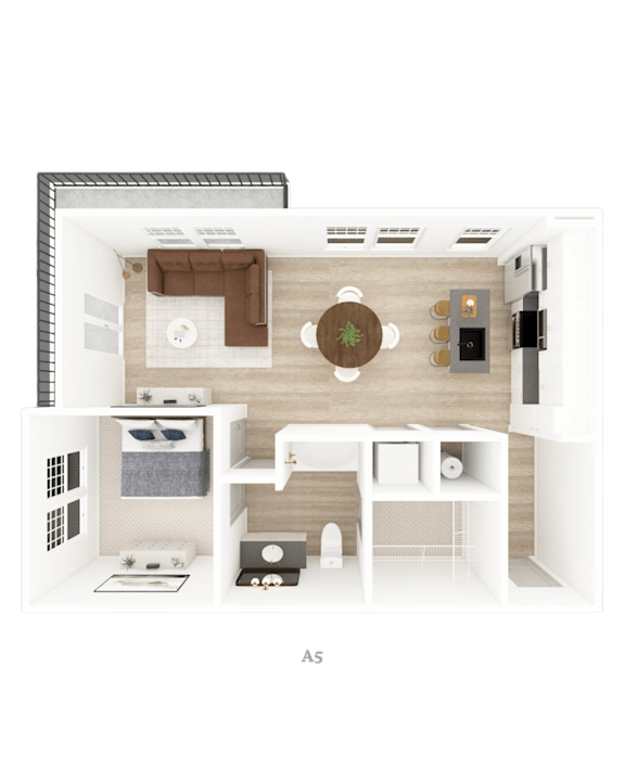 1 Bed 1 Bath Floorplan G at District on the Etowah Apartments, Canton