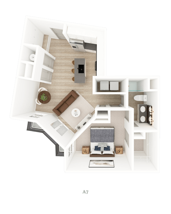 1 Bed 1 Bath Floorplan I at District on the Etowah Apartments, Canton, GA 30114
